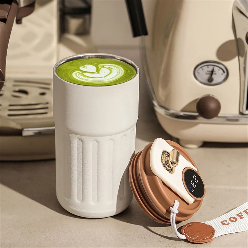 Coffee Cup With Temperature Display, New Portable LED Temperature Display Water Bottle, 450ml Large Capacity Coffee Bottle, for Car Office Travel Mug