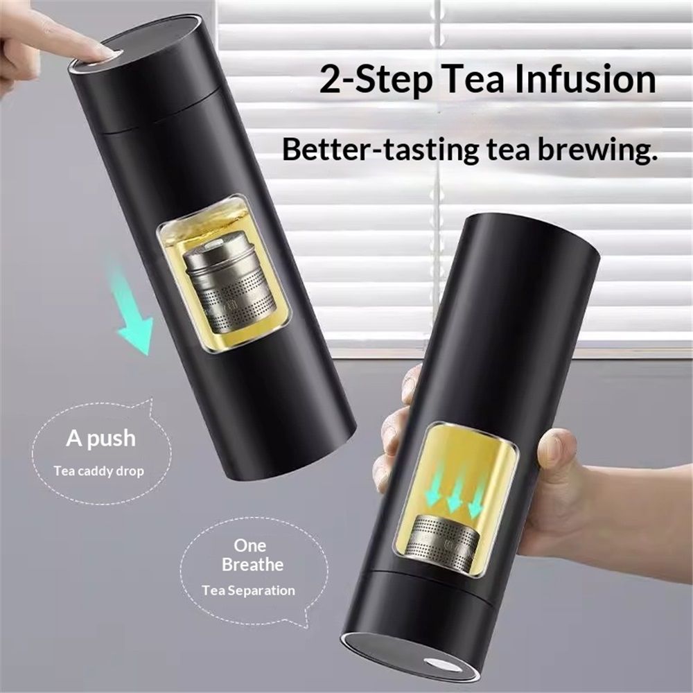 500ml Water Bottle Stainless Steel Thermoses - Insulated Vacuum, Leak Proof, Keeps Drinks Hot/Cold - Ideal for Coffee, Tea, Water - Black（Only water cup）