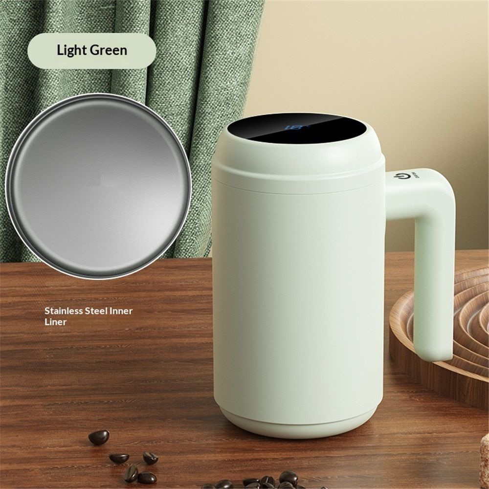 Self Stirring Coffee Mug with Temp Display, 316 stainless steel Auto Mixing Cup for Coffee, Milk, Protein – Gift for Friends, 14.8oz – green