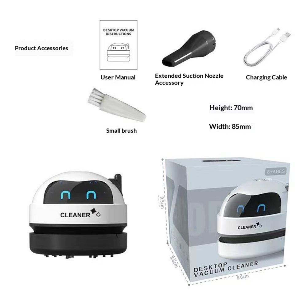 Desktop Vacuum Cleaner Mini,Cordless & Portable,Dust & Crumb Sweeper,Cute Cartoon Robot,USB,Easy to Remove Dust/Hair/Pet Hair/Crumbs on Desktop/Table/Keyboard/Sofa and etc,Lightweight Design