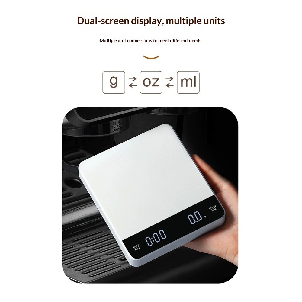 Mini Coffee Scale with Timer,Rechargeable Espresso Scale,3kg/0.1g Precision Scale for Espresso&Pour-Over Coffee,Portable Digital Kitchen Scale,White