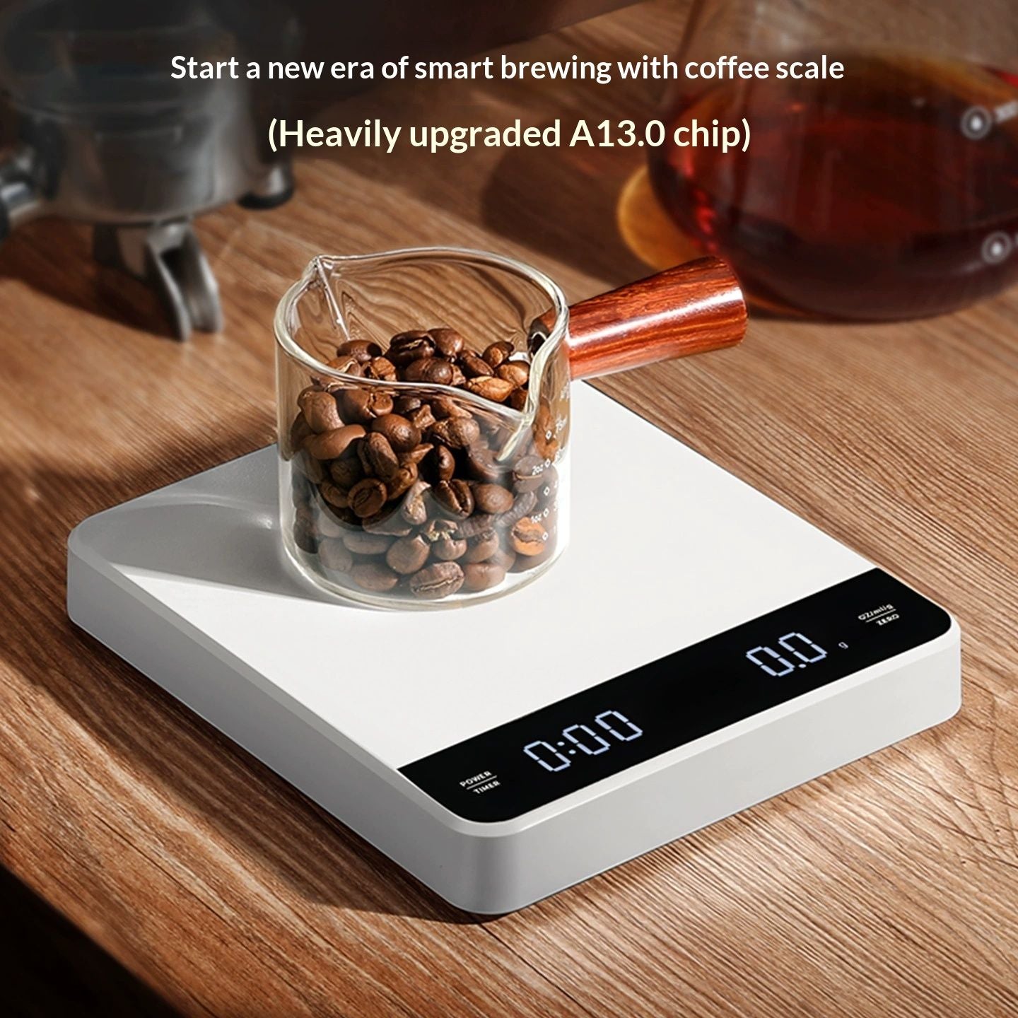 Mini Coffee Scale with Timer,Rechargeable Espresso Scale,3kg/0.1g Precision Scale for Espresso&Pour-Over Coffee,Portable Digital Kitchen Scale,White