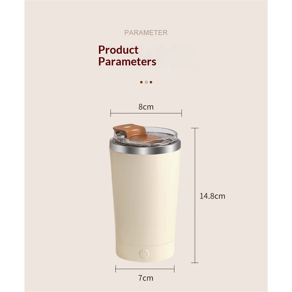 Self Stirring Coffee Mug With Lid Electric High Speed Self Stirring Mug 400ml Rechargeable Detachable Stainless Steel Self Stirring Cup for Coffee, Milk,(brown)