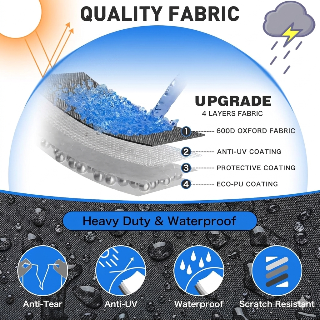 Trailerable Boat Cover – 600DHeavy Duty Waterproof Tarp with Storage Bag, Designed for V-Hull, Fish & Ski, Runabout, Bass & Fishing Boats,23-25FTSilver