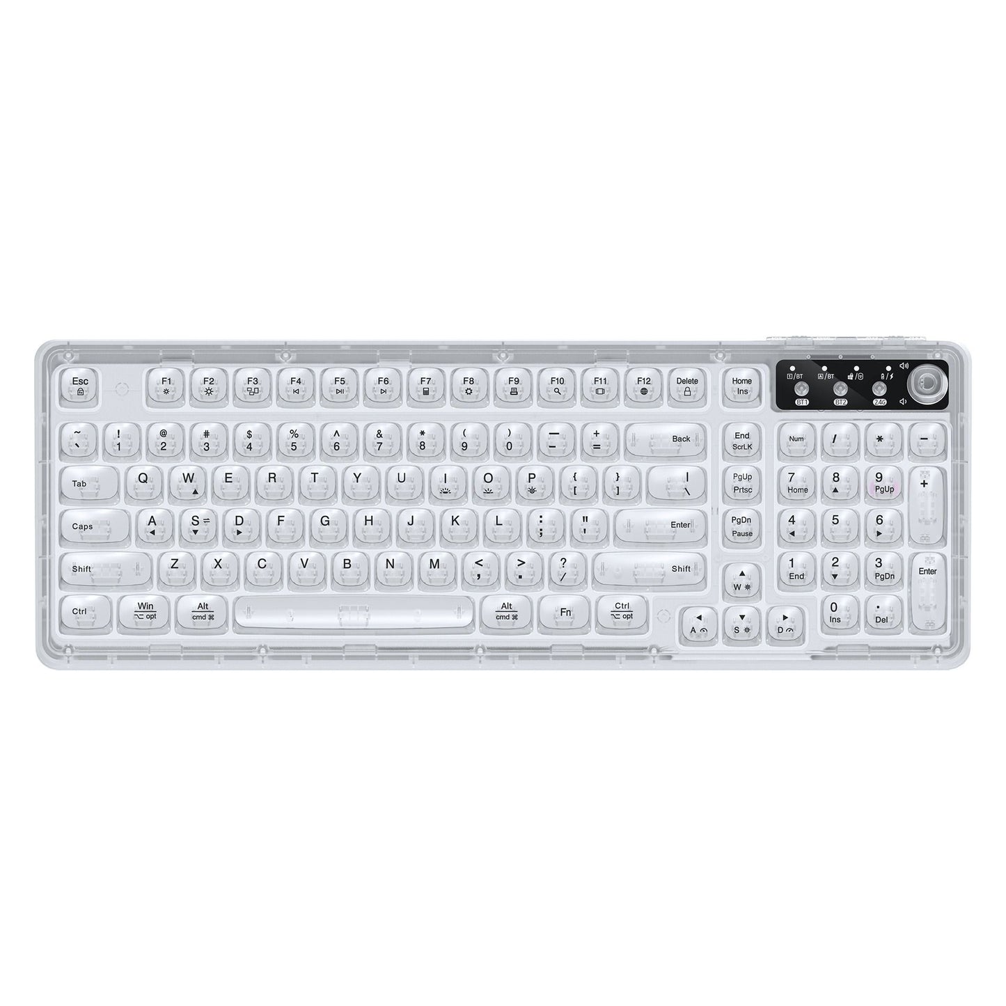 Tri-Mode Wireless Mechanical Keyboard, Bluetooth 5.0/2.4G/USB-C, 96% Layout RGB Backlit Keyboard, Hot Swappable Quiet Switch, Programmable Keys, Multi-Device for PC Mac iOS Android,Crystal Black