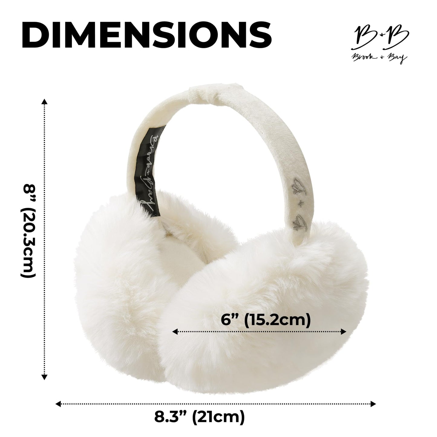 White fluffy Plush Winter Ear Muffs for Women, Foldable Soft Ear Warmers Windproof Thermal Earmuffs for Cold Weather Outdoor Daily Wear