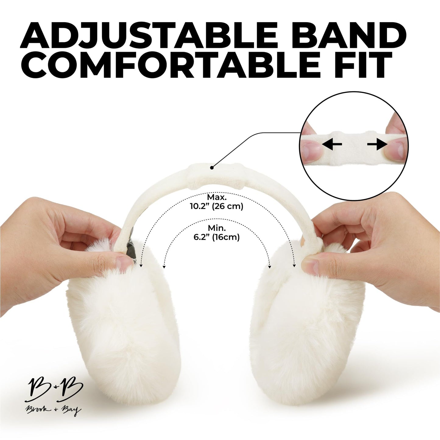 Pink fluffy Plush Winter Ear Muffs for Women, Foldable Soft Ear Warmers Windproof Thermal Earmuffs for Cold Weather Outdoor Daily Wear
