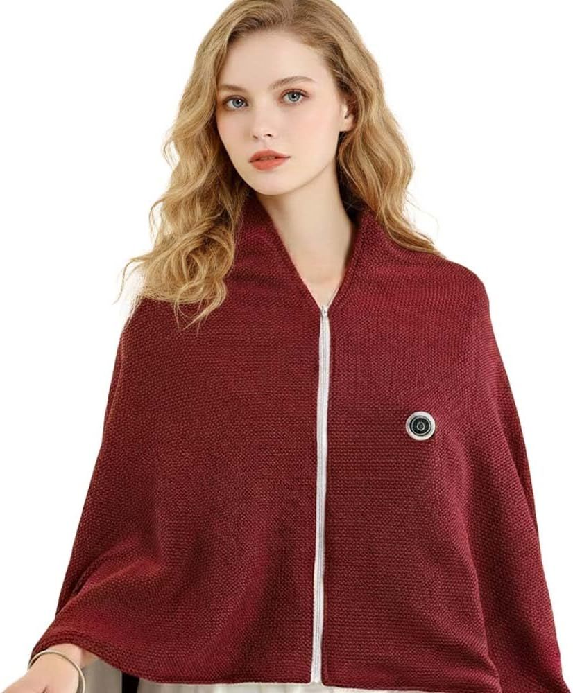 USB Power Supply Electric Heated Blanket Shawl Portable Wearable Heated Throw 3 Heat Levels Machine Washable Cozy 62x32 Inches,Green
