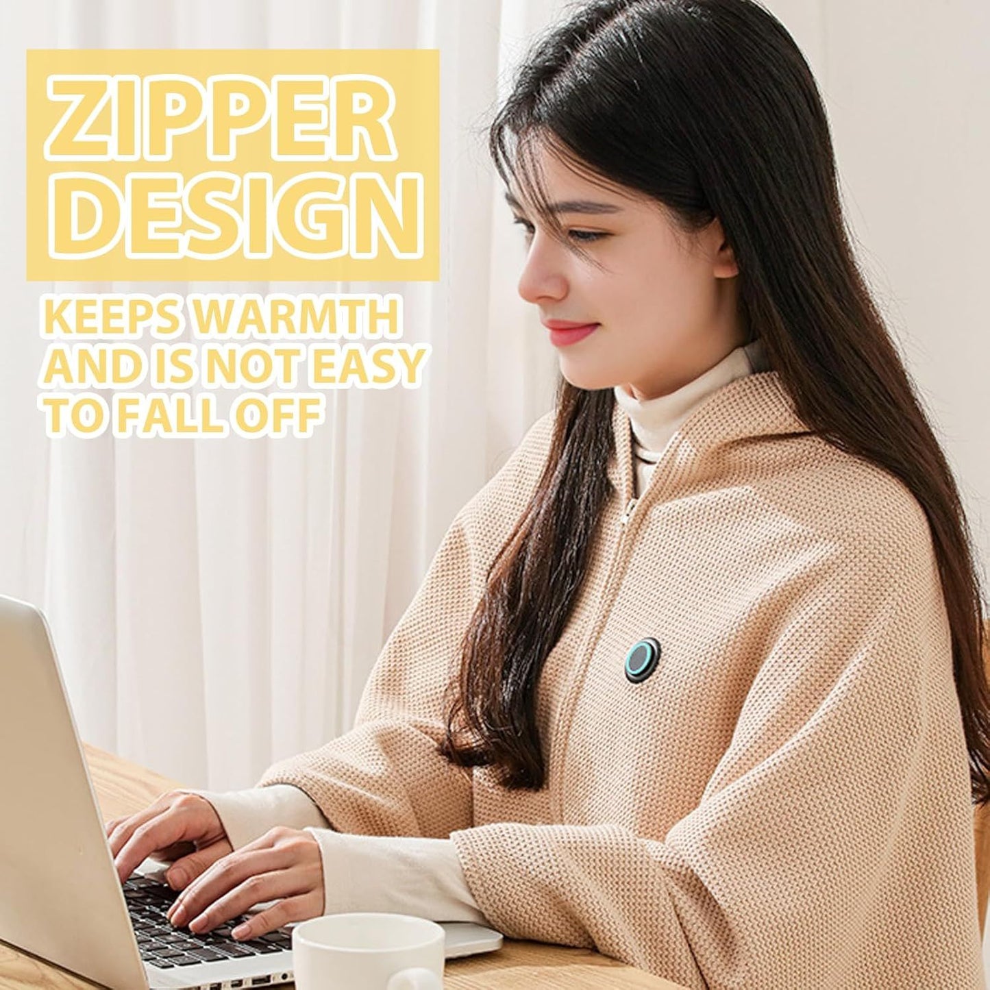 USB Power Supply Electric Heated Blanket Shawl Portable Wearable Heated Throw 3 Heat Levels Machine Washable Cozy 62x32 Inches,Red