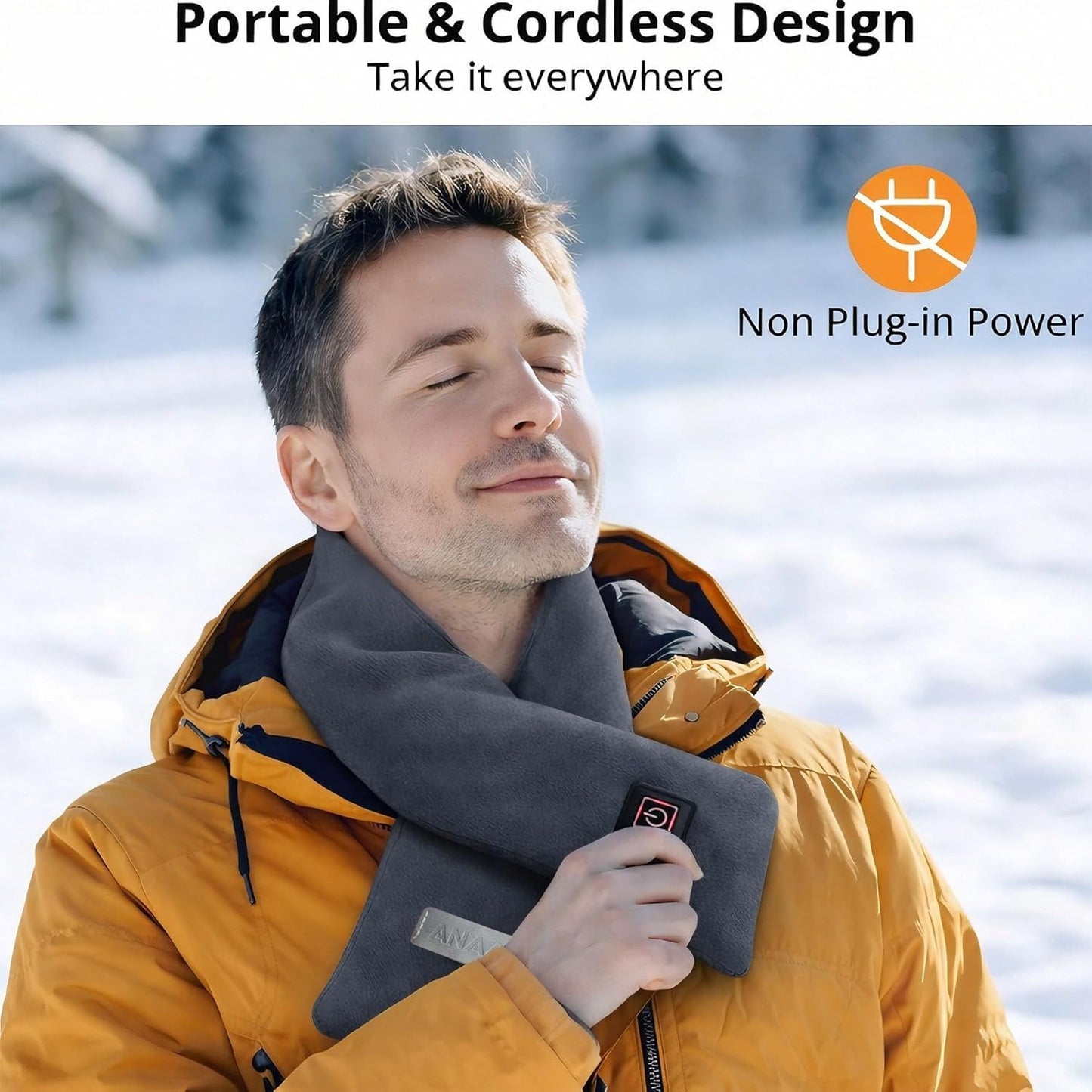 Heated Scarf for Women & Men, Rechargeable Neck Heating Wrap with 3 Heat Settings, Portable Electric Neck Warmer, Fast Heating for Office, Outdoor Winter Warm Gift,Red