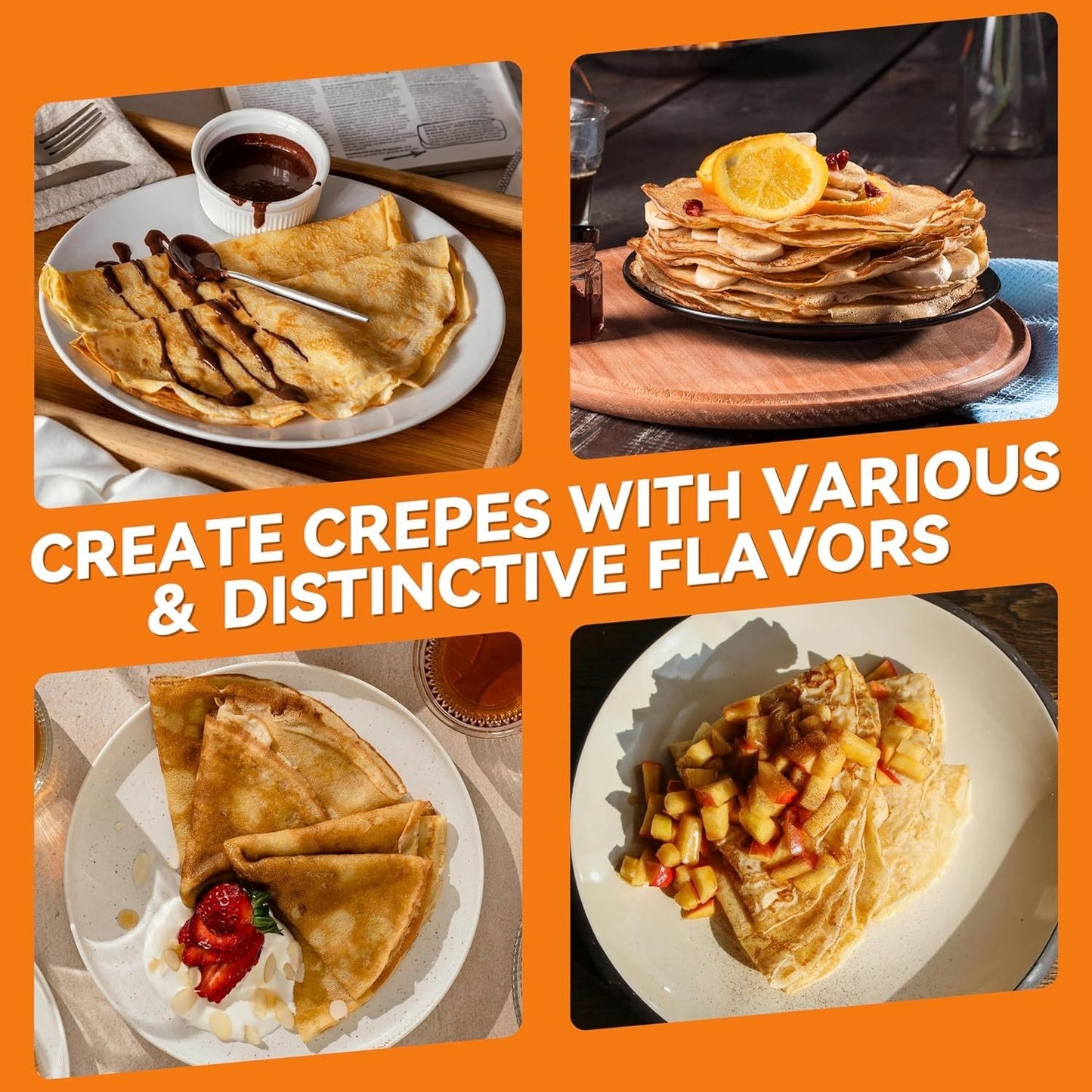 Electric Crepe Maker, 8-Inch Portable Nonstick Crepe Machine with Handle, Compact Household Pancake & Tortilla Maker for Eggs, Crepes, Blintzes, and Wraps