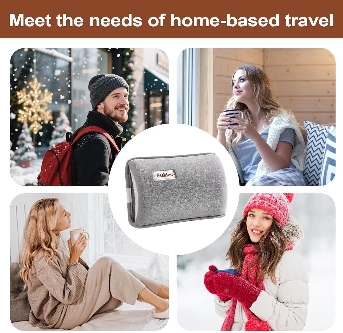 Hot Water Bottle with Rechargeable Plush Cover for Cramps Relief, Warm Heating Pad for Abdomen Back Foot, Soft Hand Warmer for Women Kids Home Office School Winter Reusable Heat Therapy Bag(grey)