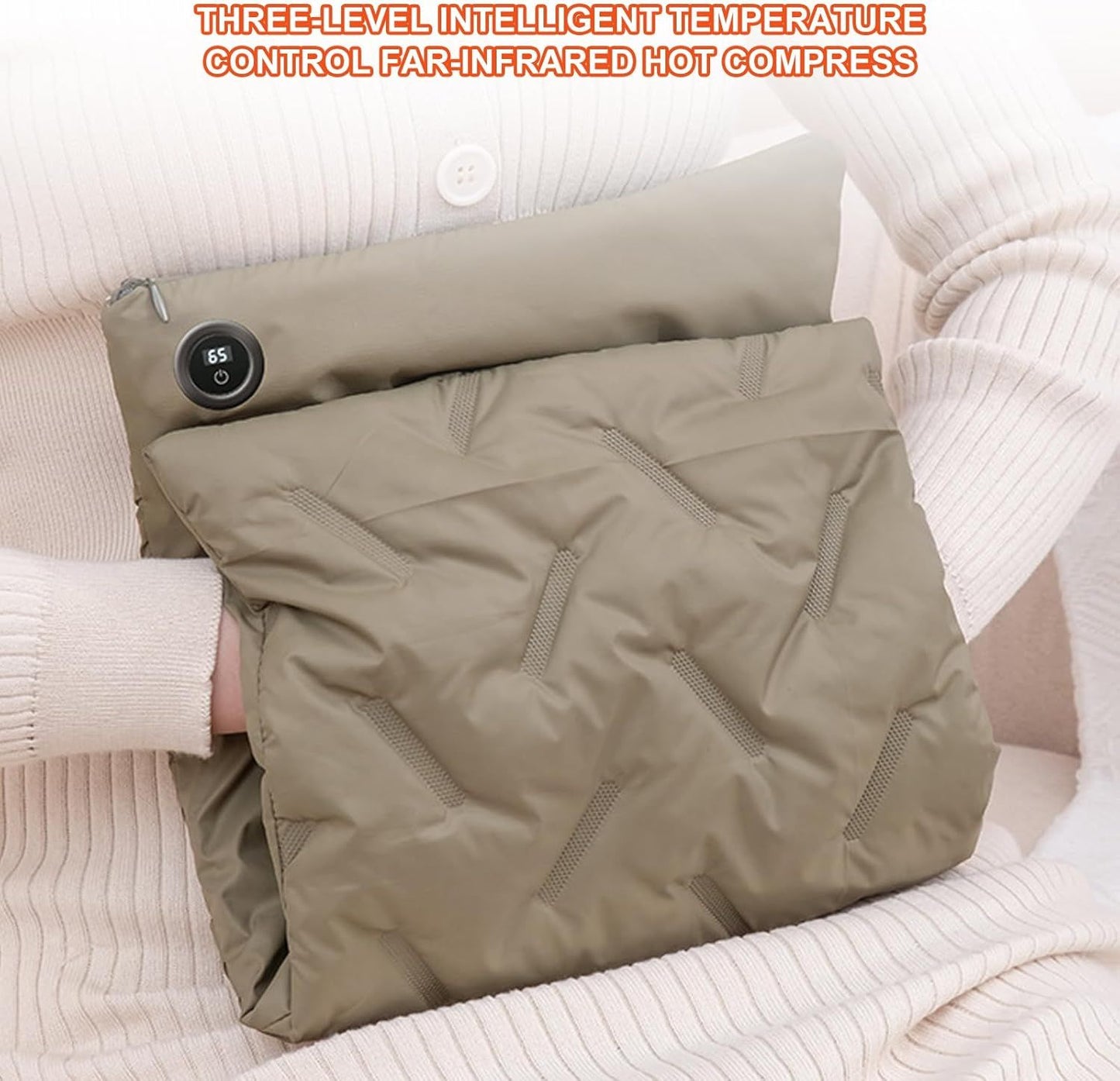 Rechargeable Hand Warmer Muff, USB Electric Heating Pad with Digital Display Temperature Control, 3 Heat Levels Portable Far Infrared Heated Cushion for Outdoor Winter Use Men Women(green)