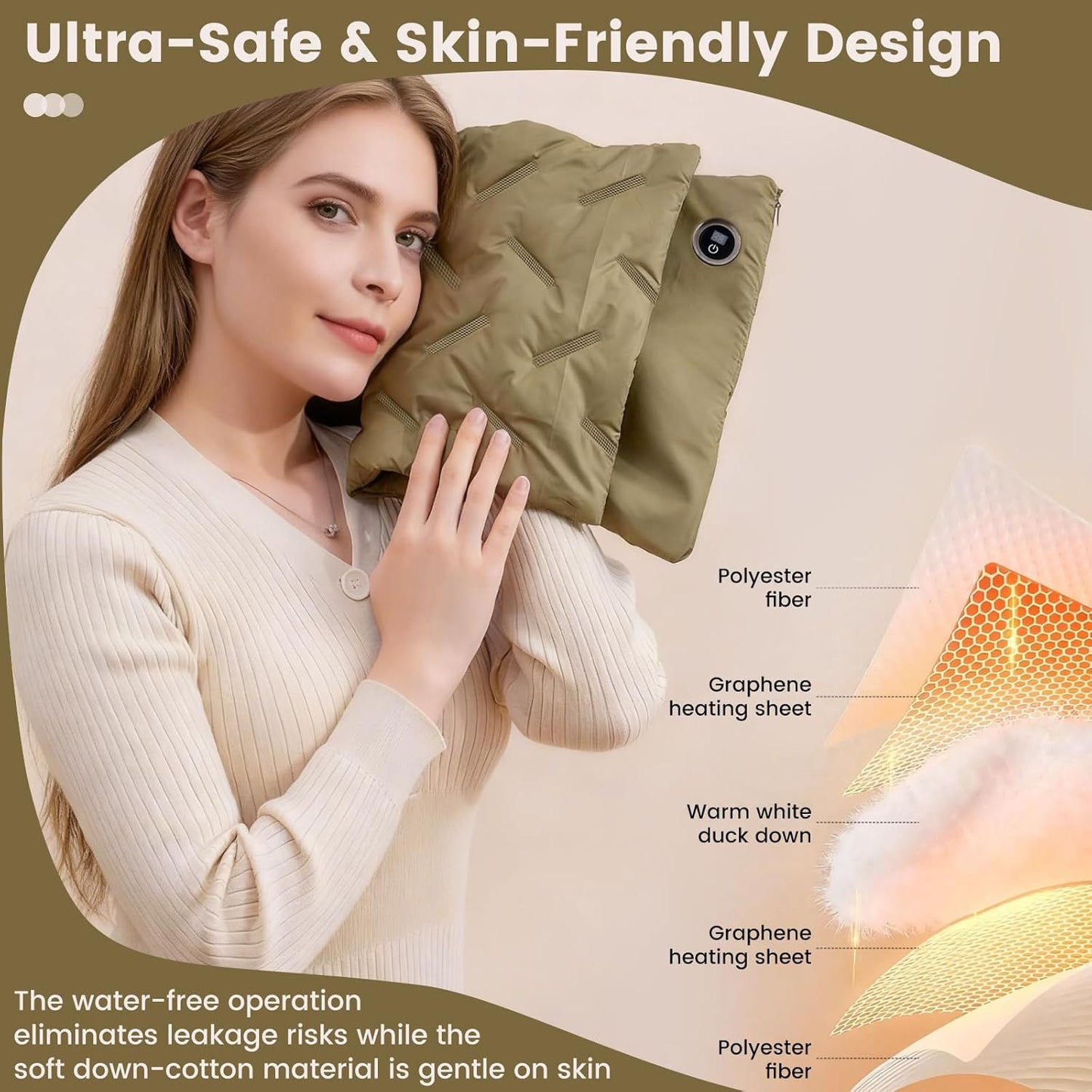 Rechargeable Hand Warmer Muff, USB Electric Heating Pad with Digital Display Temperature Control, 3 Heat Levels Portable Far Infrared Heated Cushion for Outdoor Winter Use Men Women(orange)
