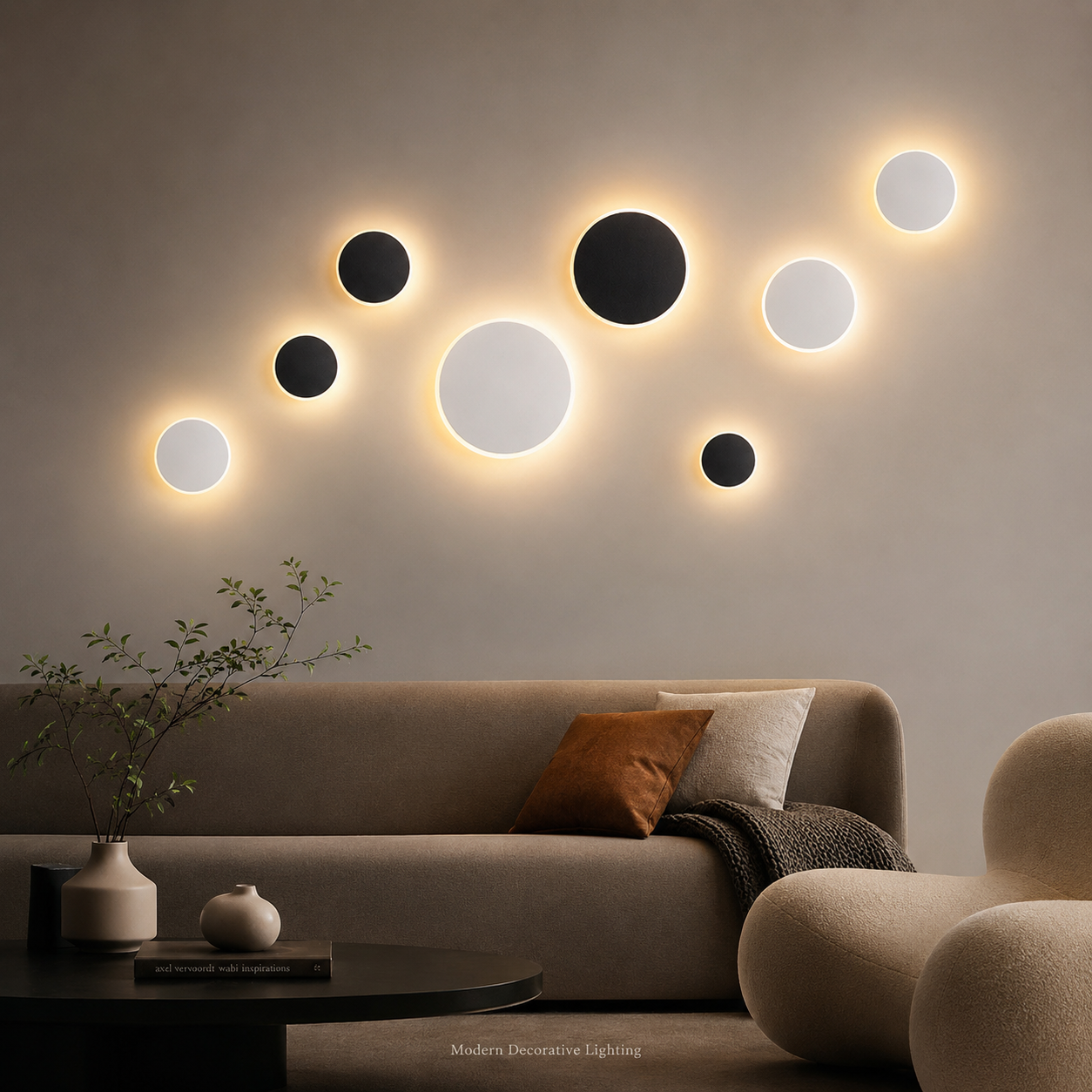 Magnetic Round Wall Lamp 13cm White, 7W Rechargeable LED Wall Sconce with Motion Sensor, 3-Color Light, Battery Powered Modern Disc Wall Light for Hallway Entryway Bedroom