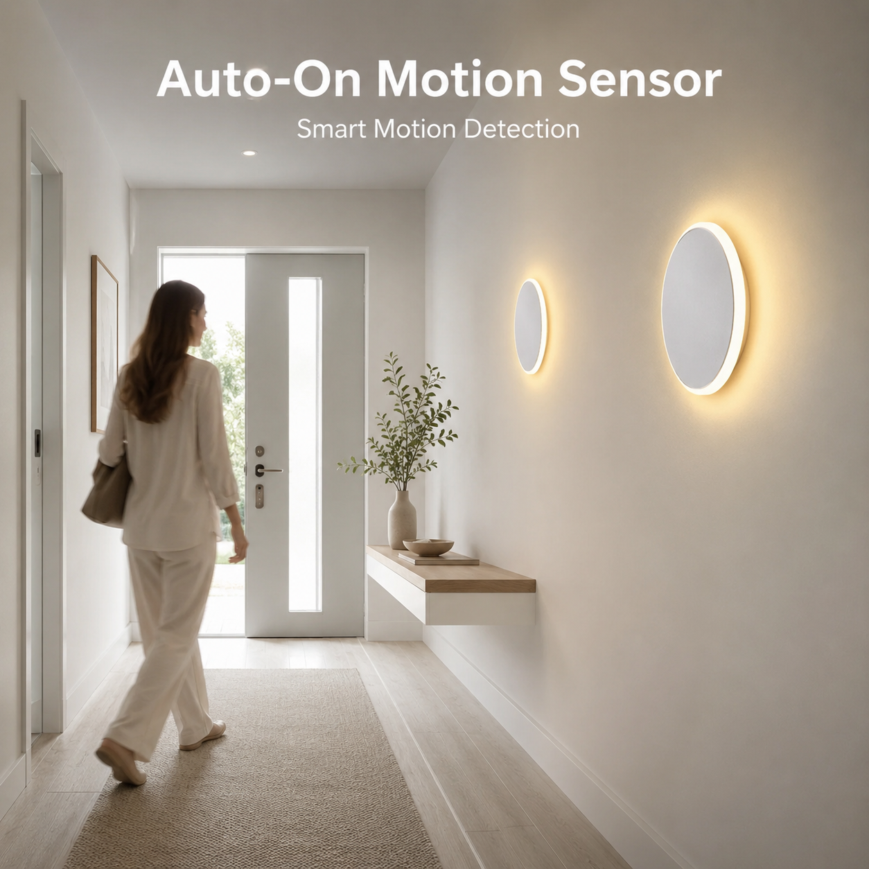 Magnetic Round Wall Lamp 13cm Black, 7W Rechargeable LED Wall Sconce with Motion Sensor, 3-Color Light, Battery Powered Modern Disc Wall Light for Hallway Entryway Bedroom