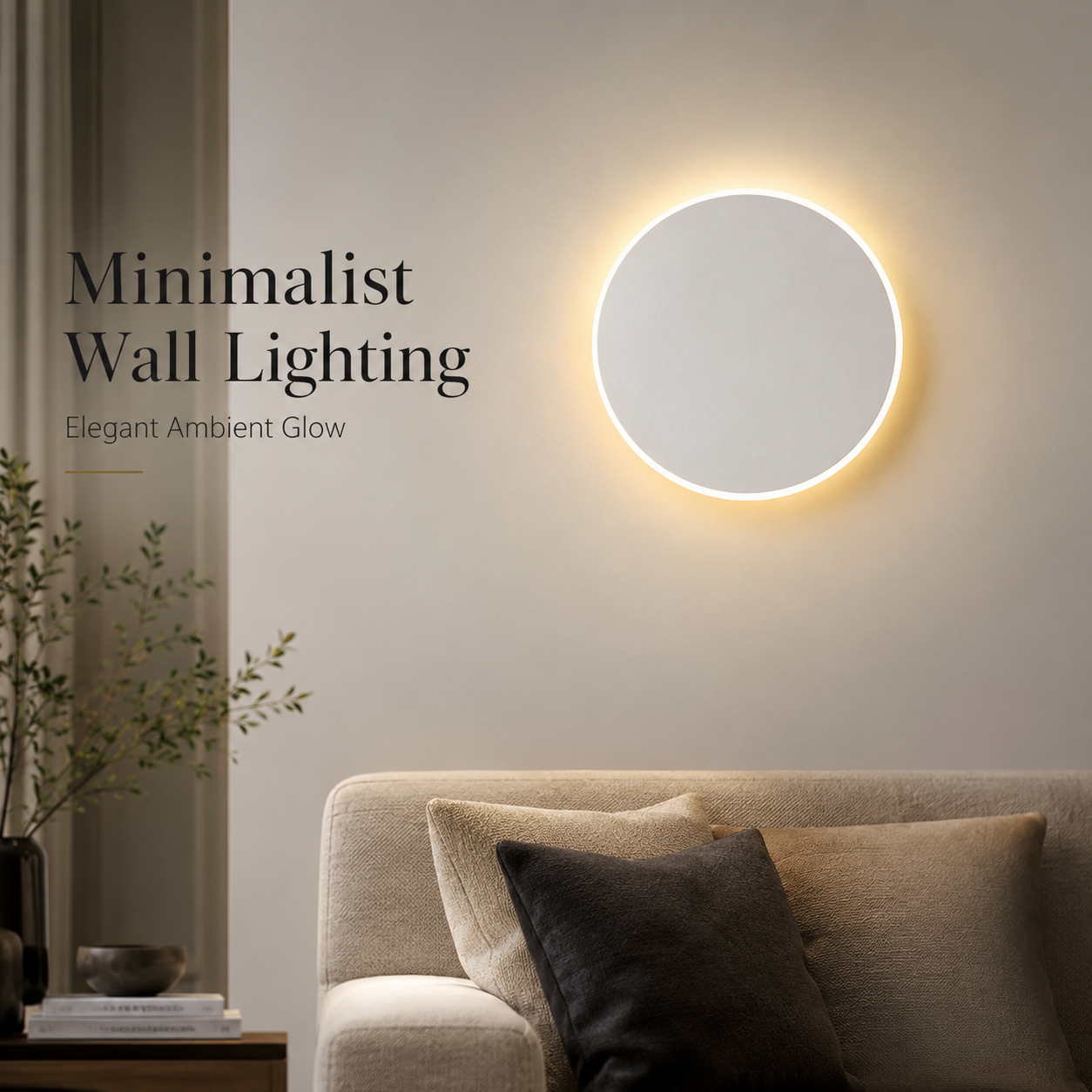 Magnetic Round Wall Lamp 30cm Black, 17W Rechargeable LED Wall Sconce with Motion Sensor, 3-Color Light, Battery Powered Modern Disc Wall Light for Hallway Entryway Bedroom