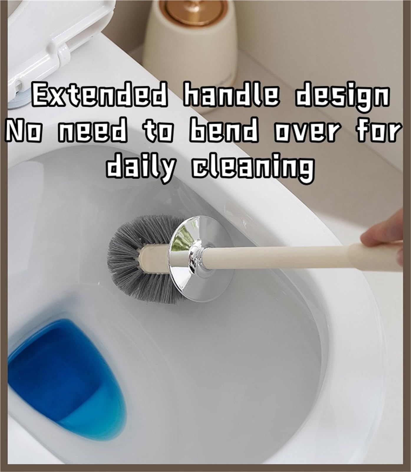 Toilet Brush with Holder Gold, Stylish Bathroom Toilet Cleaner Brush Set with Long Handle and Storage Holder