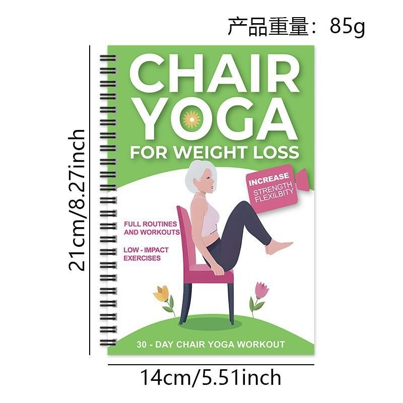 Chair Yoga for Seniors Over 60 – 30-Day Weight Loss & Toning Guide, 15-Min Daily Routine, Illustrated Poses & Progress Tracker, 4-Pack Spiral-Bound Home Fitness Book Set for Gentle Fat Burning & Muscle Strength