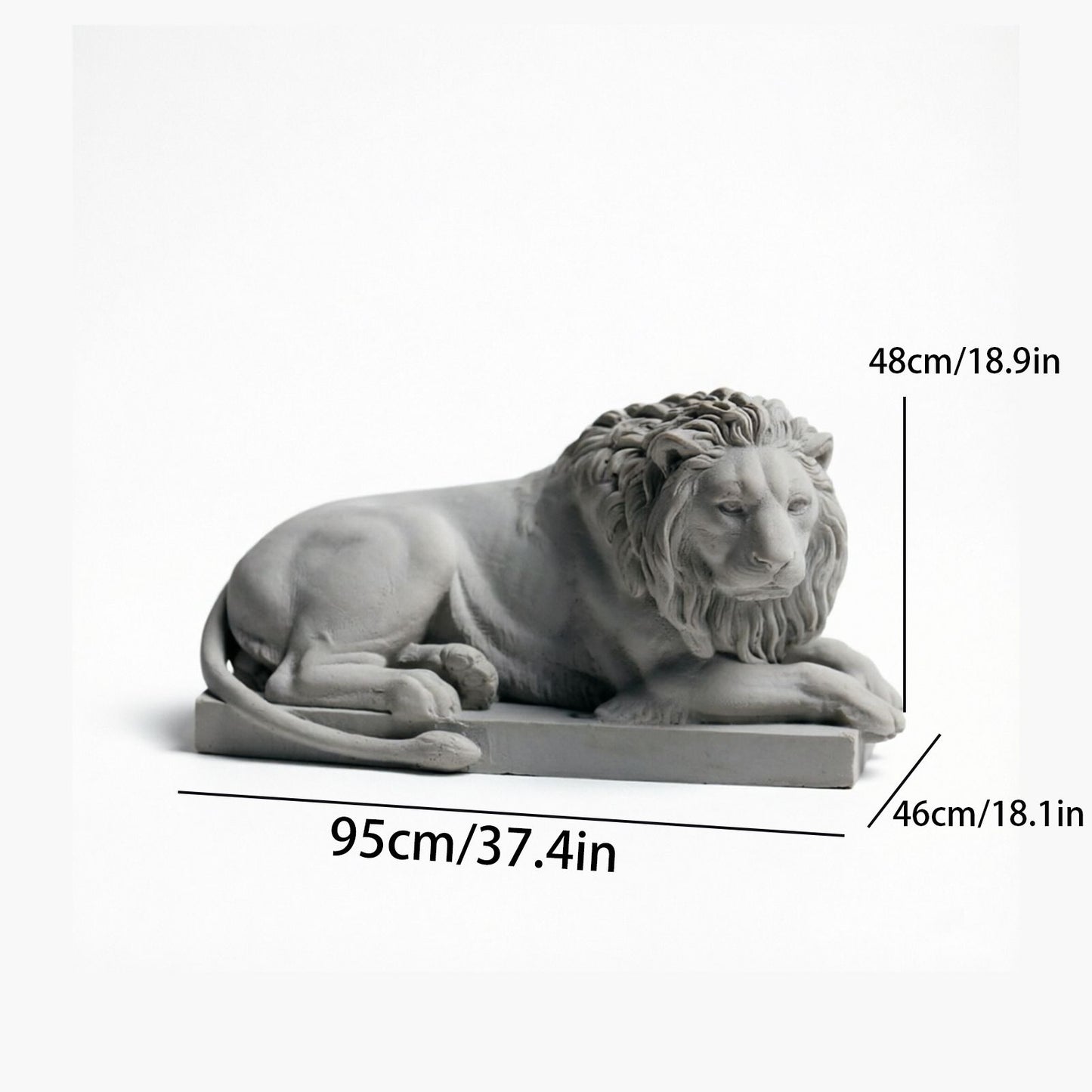 Classic Reclining Lion Sculpture Minimalist Yellow Plaster Desk Ornament for Living Room, Study, or Office Decoration