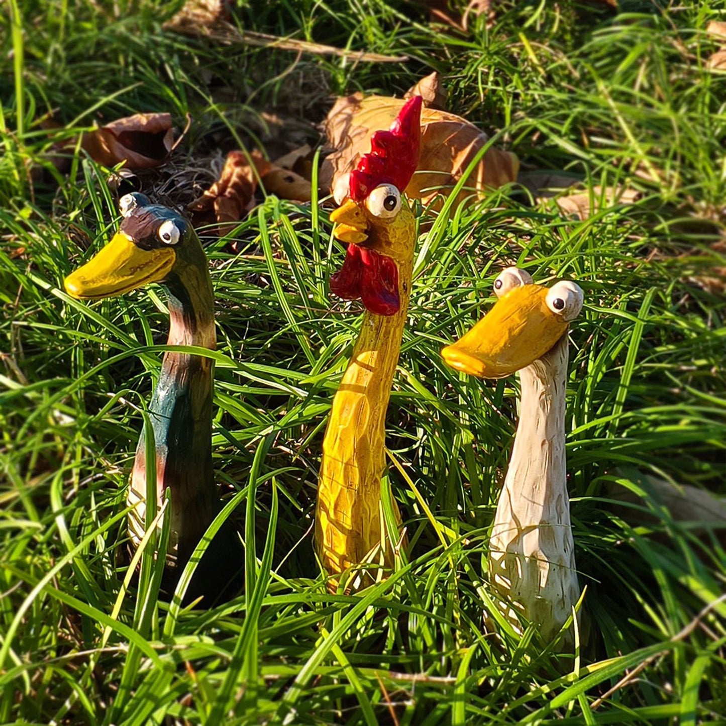 Outdoor Garden Deco Goose Resin Animal Statues, Fun Lawn Ornaments for Farmhouse or Microlandscape Design, Weatherproof & Durable