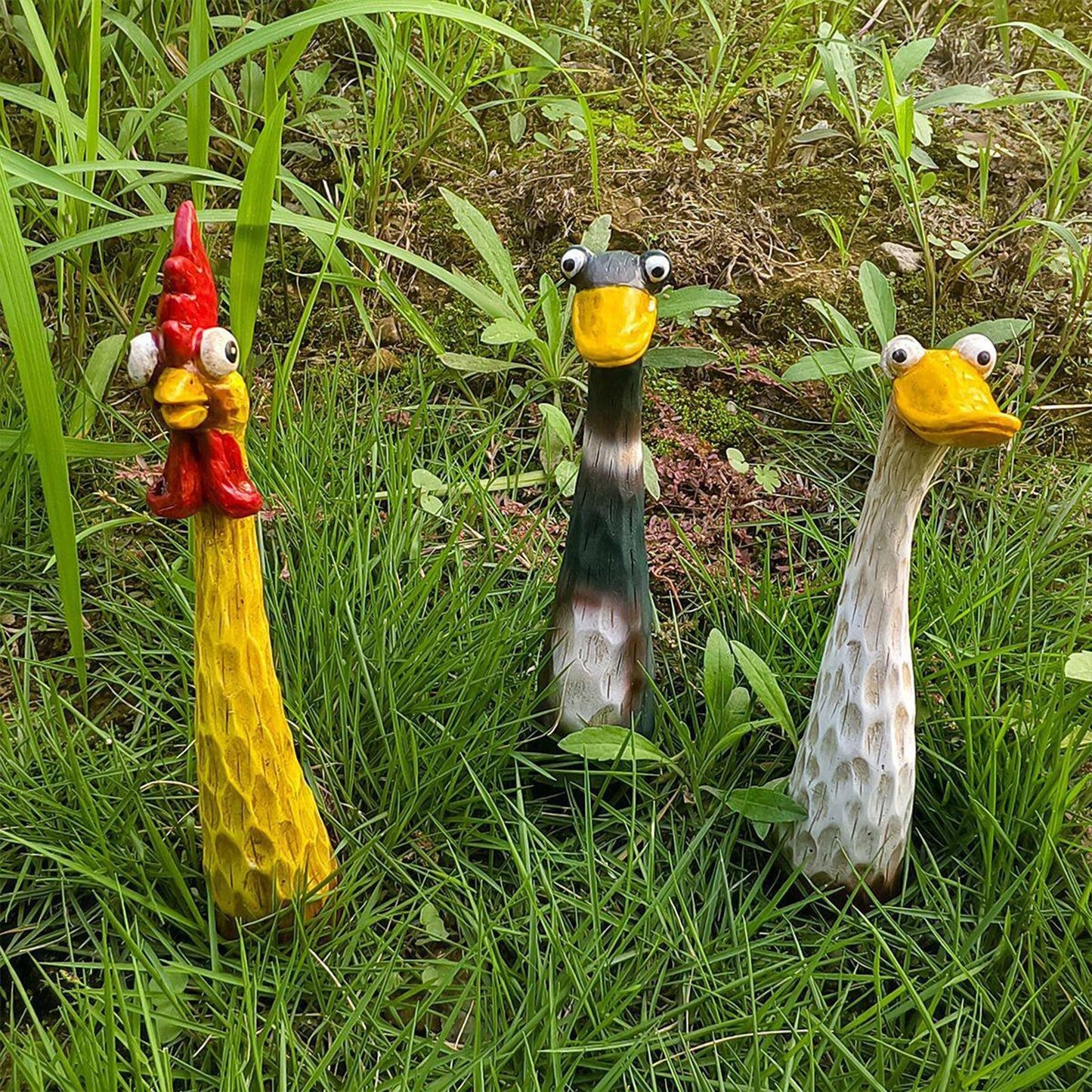 Outdoor Garden Decor Duck Resin Animal Statues, Fun Lawn Ornaments for Farmhouse or Microlandscape Design, Weatherproof & Durable