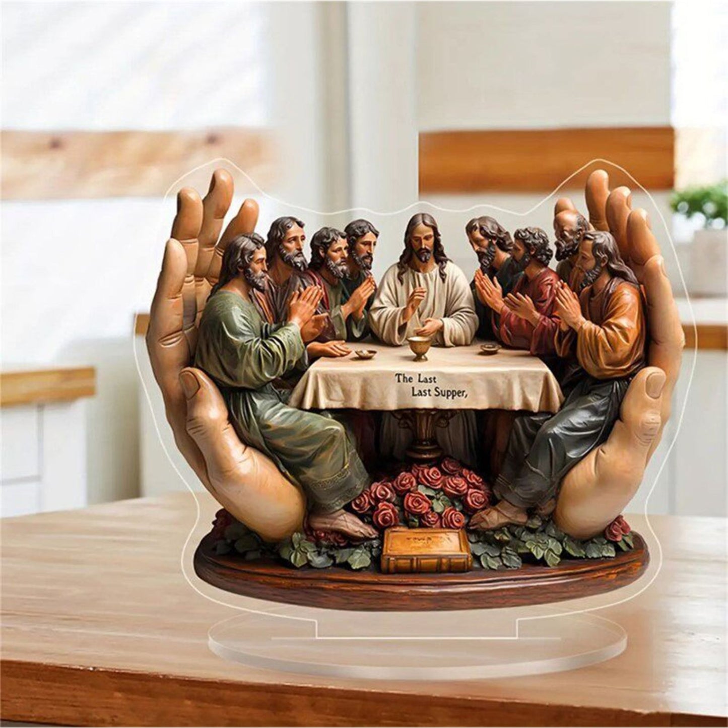 Acrylic "The Last Supper" Tabletop Statue - Religious Art Decor for Home & Office