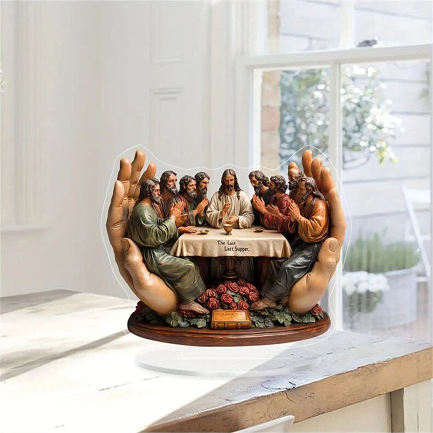 Acrylic "The Last Supper" Tabletop Statue - Religious Art Decor for Home & Office