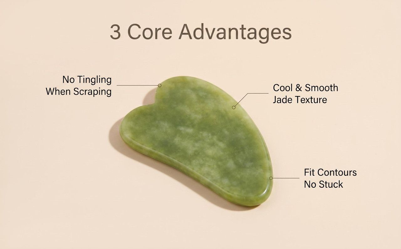Natural Xiuyu Jade Heart‑Shaped Gua Sha Board（10 pieces）