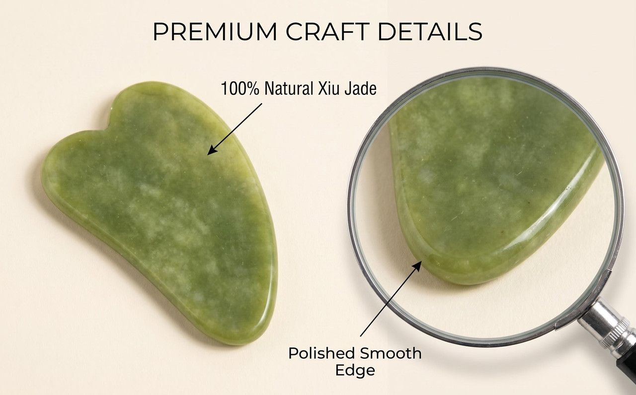 Natural Xiuyu Jade Heart‑Shaped Gua Sha Board（10 pieces）