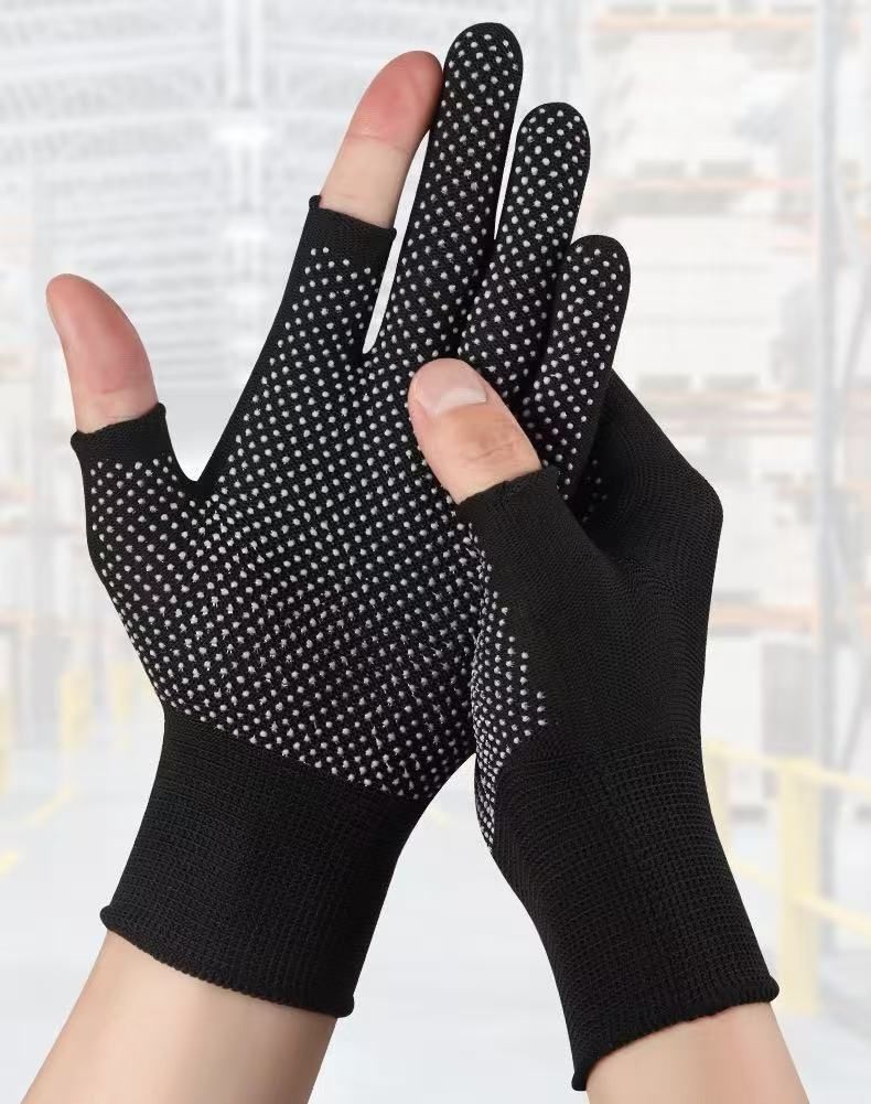 10-Pairs Nylon Work Gloves-Black Full Finger