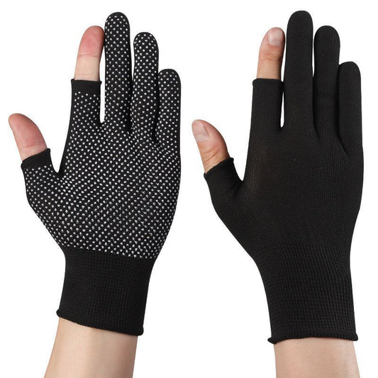 10-Pairs Nylon Work Gloves-Black Half Finger