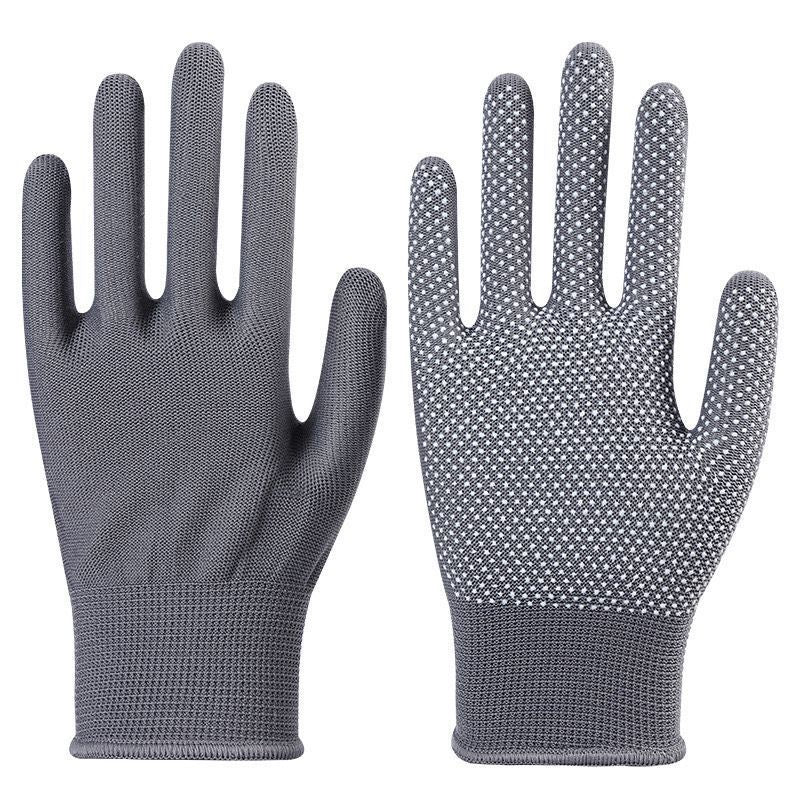10-Pairs Nylon Work Gloves-Gray Full Finger
