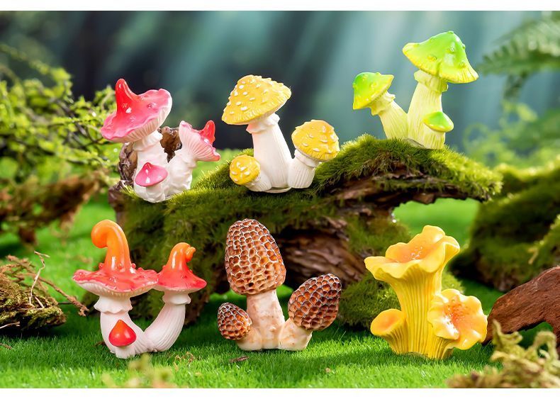 10pcs Artificial Flame-topped Guoba Mushroom Ornament Type-8