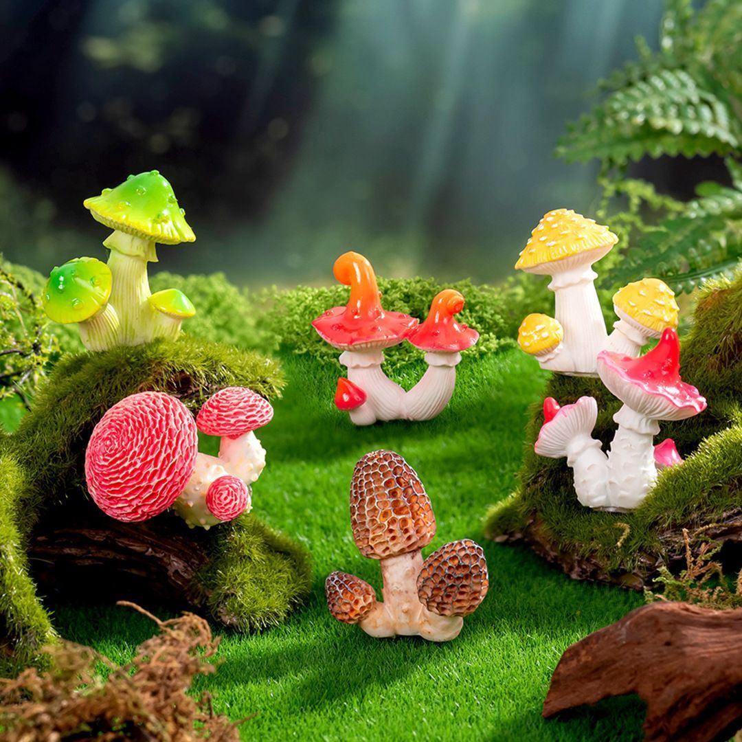 10pcs Artificial Golden Bead Yaxue Mushroom Ornament Type-7