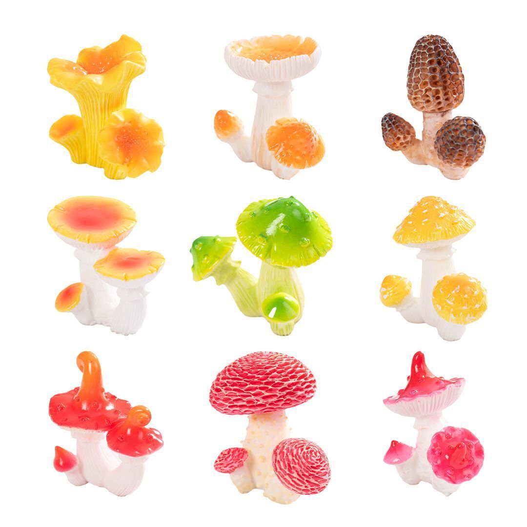 10pcs Artificial Pink Crown Dunji Mushroom Ornament Type-6