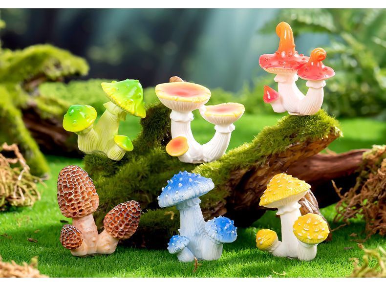 10pcs Artificial Pink Crown Dunji Mushroom Ornament Type-6