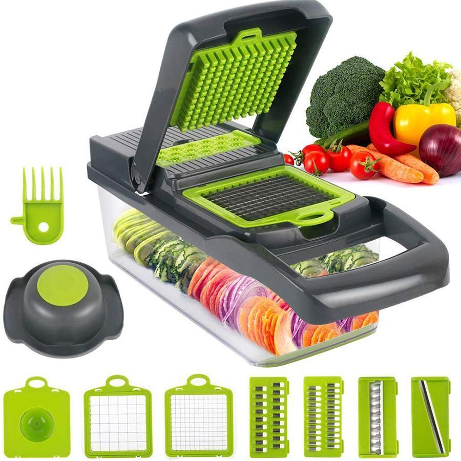 14-in-1 Vegetable Chopper (11 Blades+Spoon-shaped Tool)