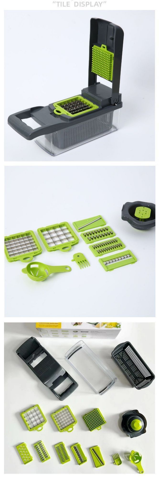 16-in-1 Vegetable Chopper (11 Blades+Spoon-shaped Tool)