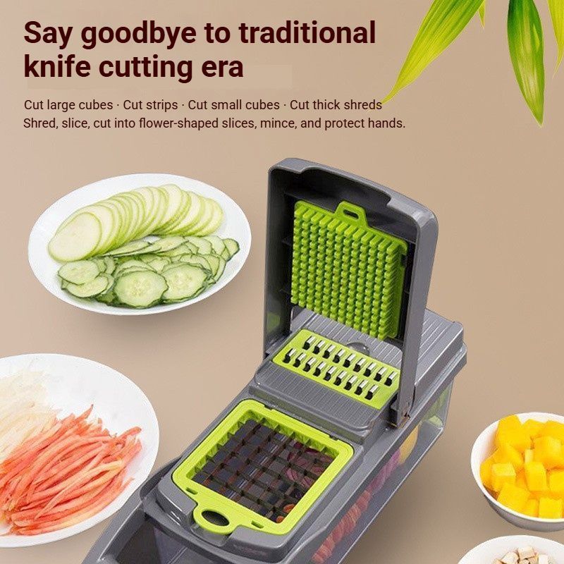 16-in-1 Vegetable Chopper (11 Blades+Square Tool)