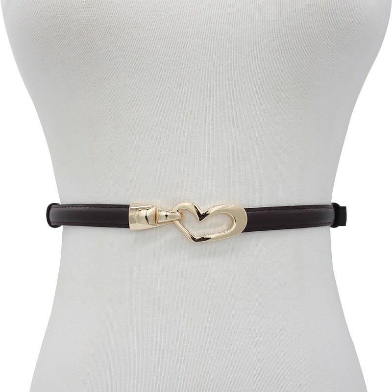 2-Pack Black Adjustable Skinny Belt with Heart Buckle