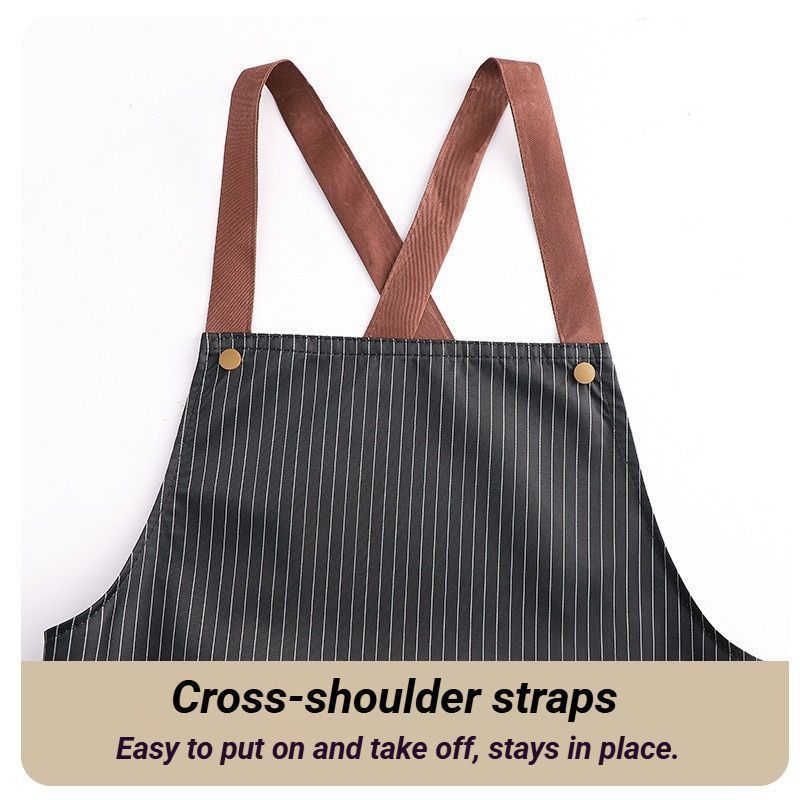 2-Pack Black Waterproof Aprons with Detachable Hand Towels