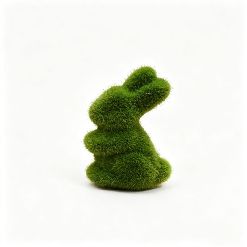 2-Pack Cute Artificial Moss Bunny Desk Decoration Green 8cm-High