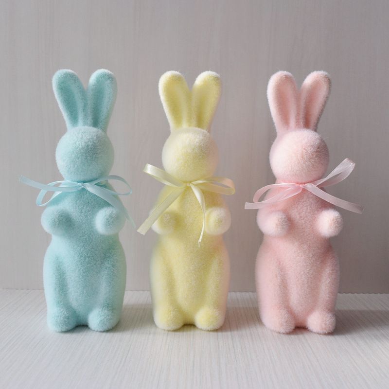 2-Pack Cute Artificial Moss Bunny Desk Decoration Green 8cm-High