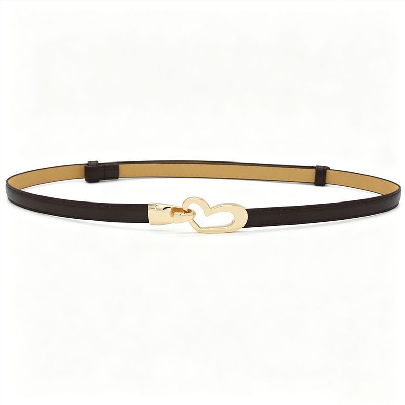 2-Pack White Adjustable Skinny Belt with Heart Buckle