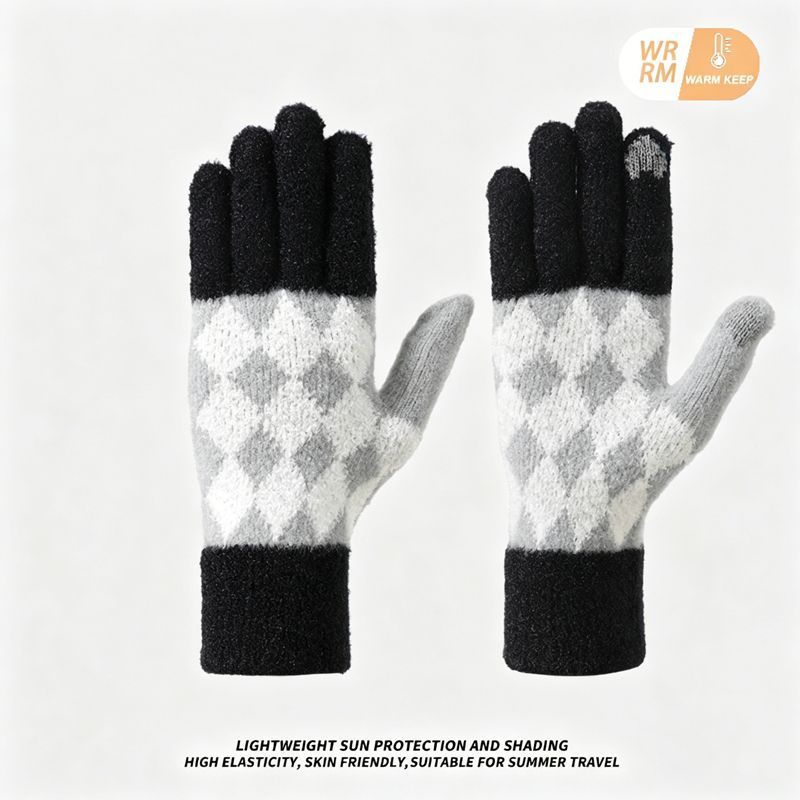 2-Pack Women Warm Touchscreen Knitted Gloves-NT30107 Black