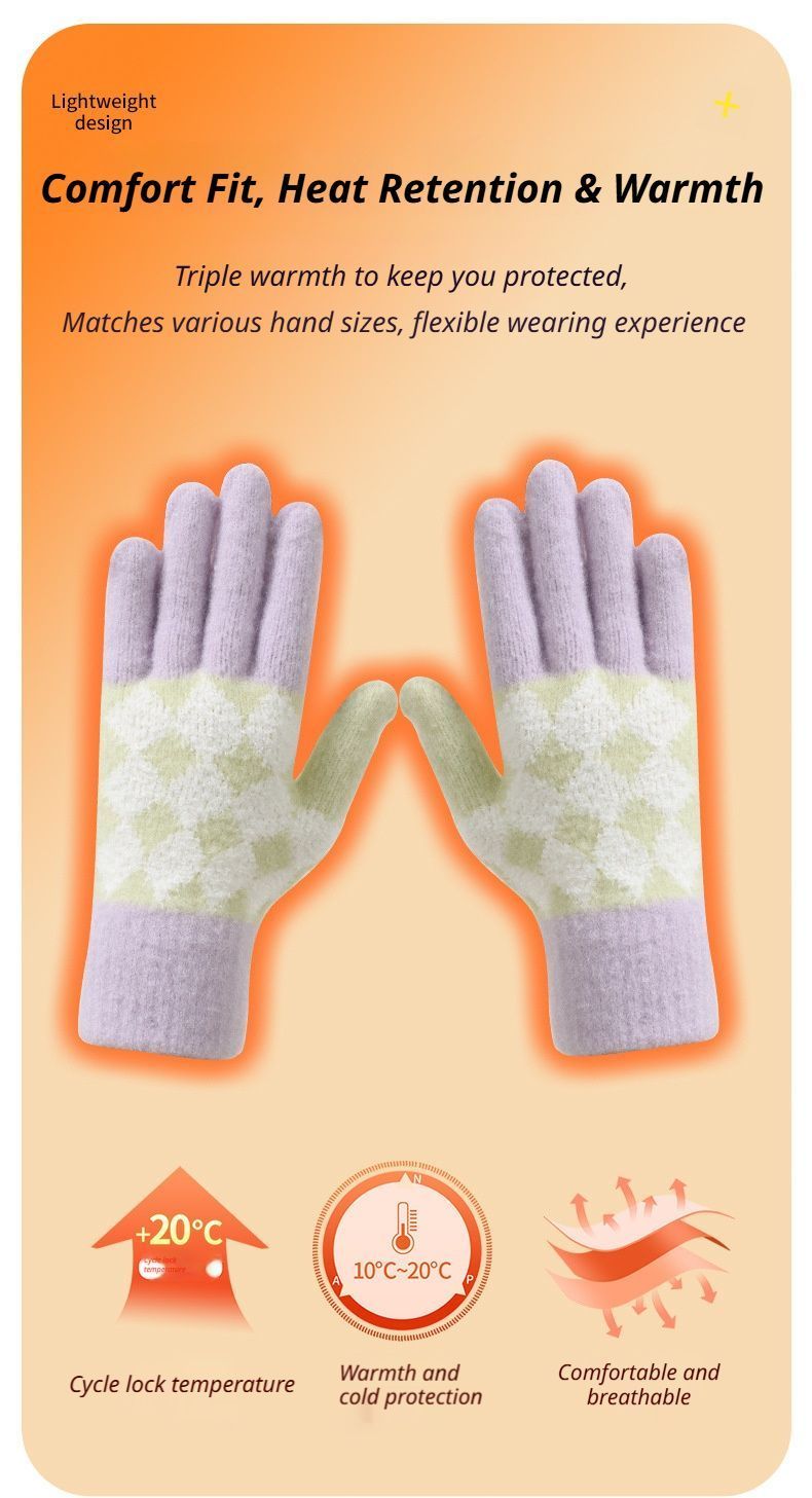 2-Pack Women Warm Touchscreen Knitted Gloves-NT30107 Black
