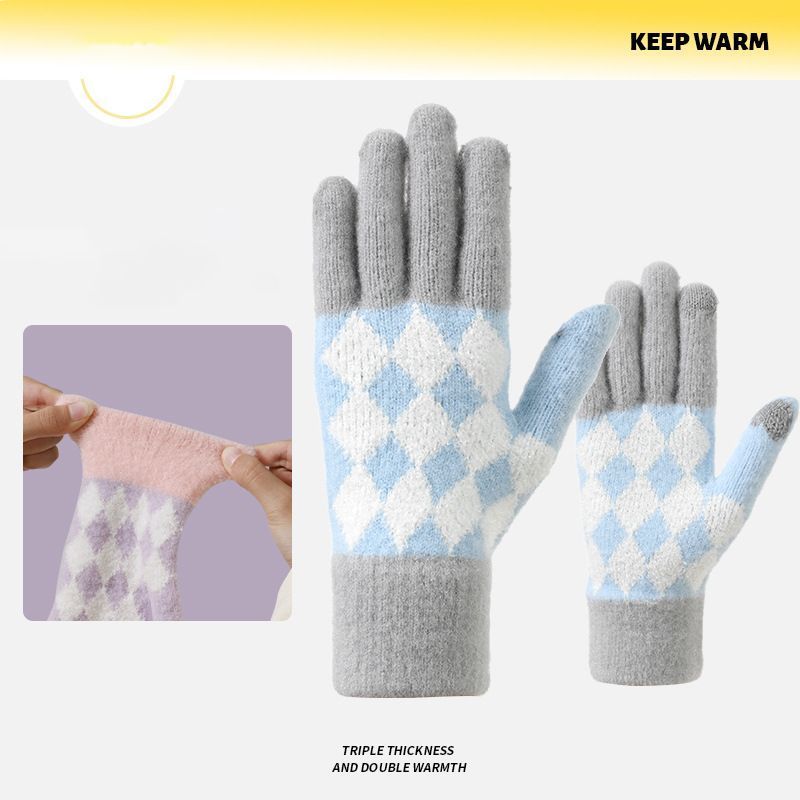 2-Pack Women Warm Touchscreen Knitted Gloves-NT30107 Black