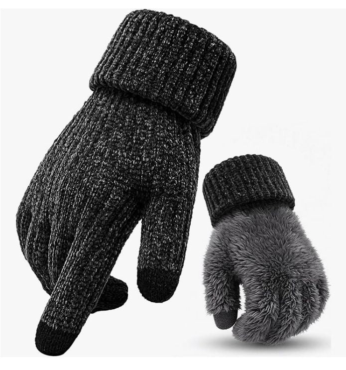 3-Pairs Double Layer Chenille Black