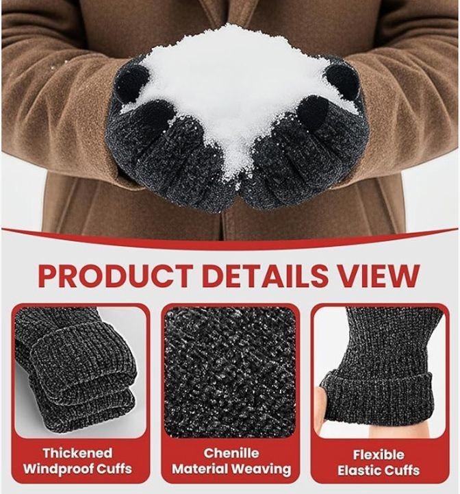 3-Pairs Double Layer Chenille Black
